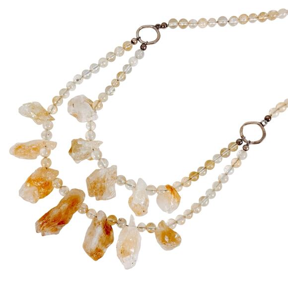 VTG Signed Barse Topaz Gemstone Necklace Sterling Silver Double Strand Chunky - Picture 6 of 10